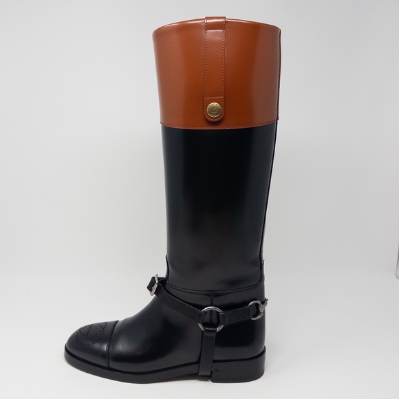 Gucci Zelda Horsebit Double G Harness Riding Boots GG Womens 37 EU 7 US - Picture 1 of 14